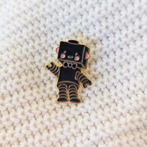 Brand New Happy Face Robot Enamel Pin Cartoon Kawaii Smiley Programmer